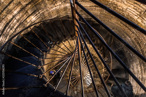 Billede på lærred Medieval spiral staircase in the tower