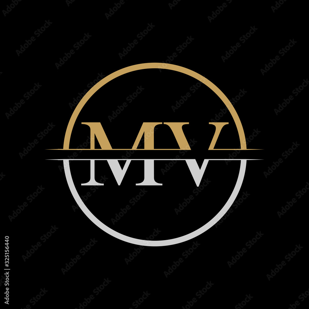 Initial MV letter Logo Design vector Template. Gold and Silver Letter MV  logo Design Stock Vector | Adobe Stock