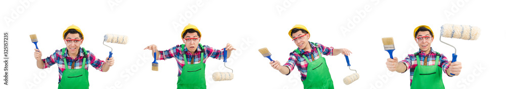 Funny painter isolated on white Funny painter isolated on white