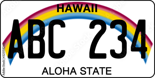vehicle licence plates marking in Hawaii in United States of America