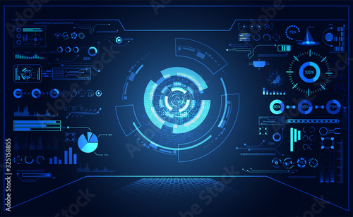 abstract futuristic hud interface hologram elements of digital on blue background.