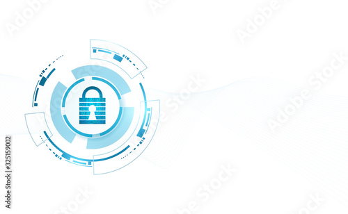 Abstract Cyber security with padlock blue circle technology Future cyber background.