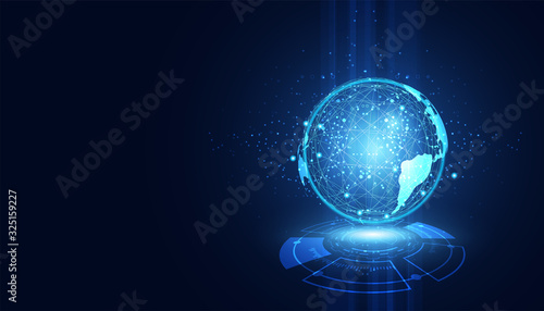 abstract technology concept global circle connection futuristic earth.vector illustration