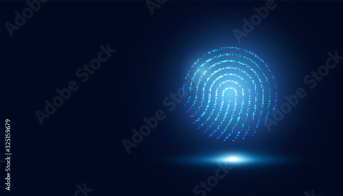 abstract fingerprint on the digital sci fi futuristic background.
