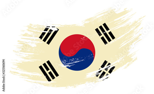 South Korean flag grunge brush background. Vector illustration.
