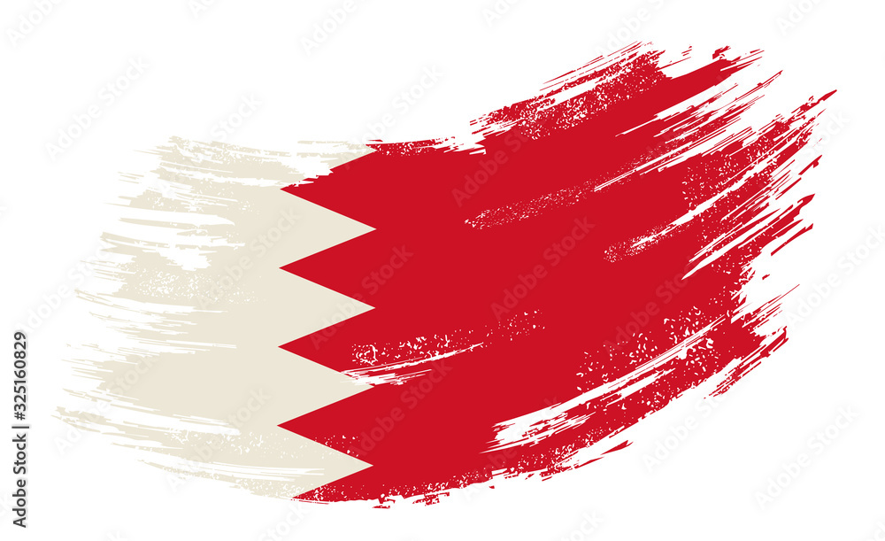 Bahrain flag grunge brush background. Vector illustration.