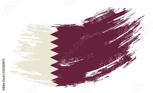 Qatari flag grunge brush background. Vector illustration.