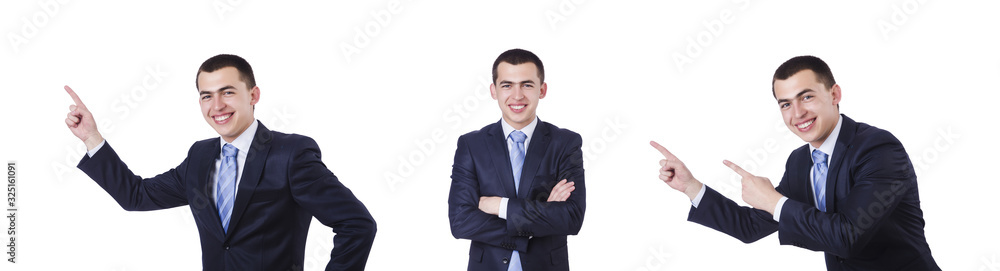 Young attractive businessman pointing isolated on white Young attractive businessman pointing isolated on white