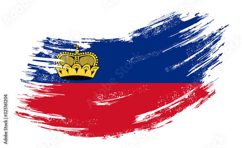Liechtenstein flag grunge brush background. Vector illustration.