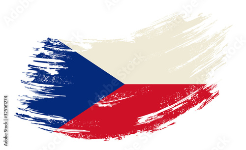 Czech flag grunge brush background. Vector illustration.