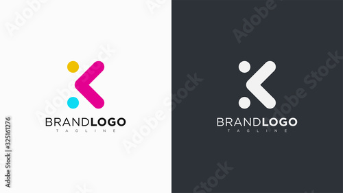 Abstract Letter K Logo Rounded Line with Dots. Flat Vector Logo Design Template Element. photo
