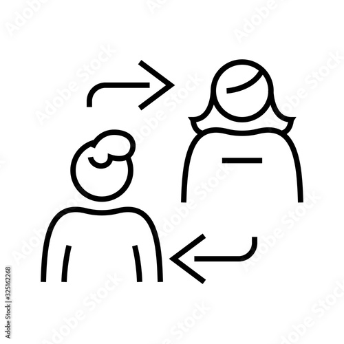 Communicative decisions line icon, concept sign, outline vector illustration, linear symbol.