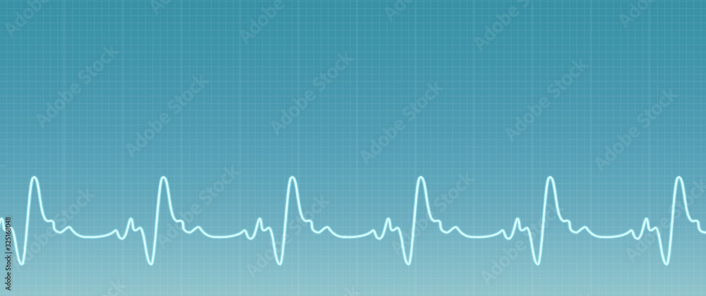 Blue background with ecg line. Illustration of the ecg waves activity. Medical web sites with copy space. Health care banner.