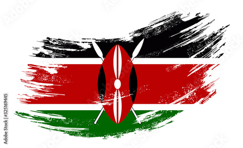 Kenyan flag grunge brush background. Vector illustration.