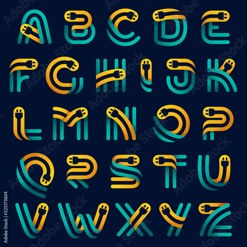 Alphabet with plug cable inside.
