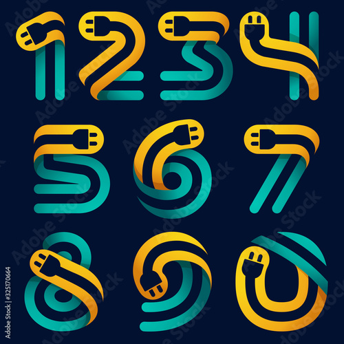 Numbers set with plug cable inside.