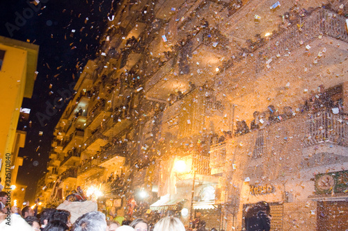 Pagani, Salerno, Campania - April 21 2015: Feasts of the Seven Sisters, Madonna of the Hens. Procession in honor of the Madonna delle Galline