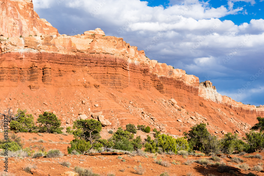 Capitol Reef scenery at sunset, views along the scenic drive following the Waterpocket Fold Capitol Reef scenery at sunset, views along the scenic drive following the Waterpocket Fold
