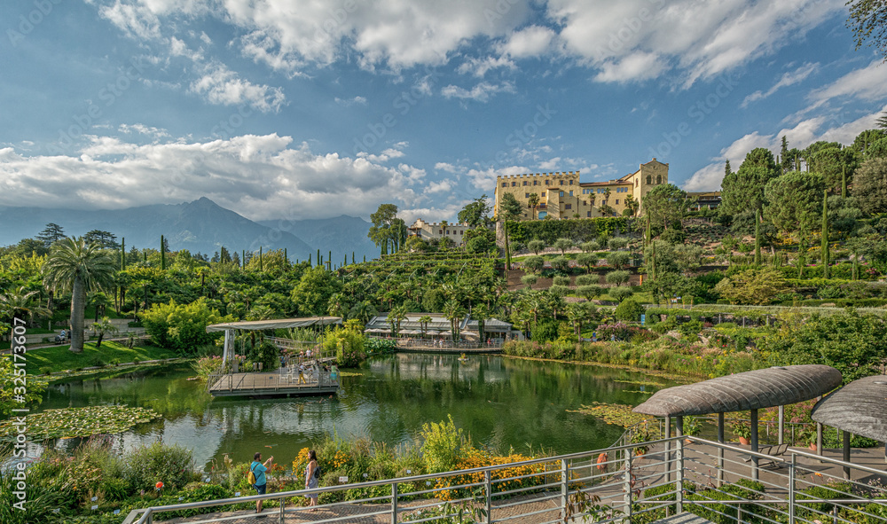 The Botanic Gardens of Trauttmansdorff Castle, Merano, south tyrol, Italy, offer many attractions with botanical species and varieties of plants