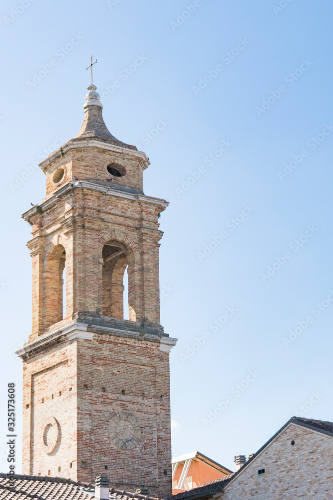 tower in historical Fano, Italy