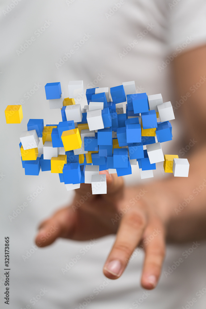 cloud connected to many objects on a virtual screen. cloud connected to many objects on a virtual screen.