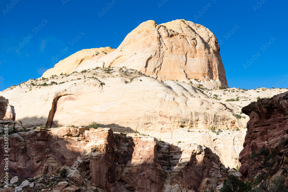 View of the Golden Throne from Capitol Gorge at sunset - Capitol Reef National Park, Utah, USA