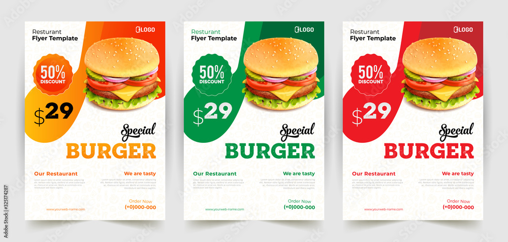 Plakat Fast food flyer design vector template in A4 size. Brochure and Layout Design. food concept.