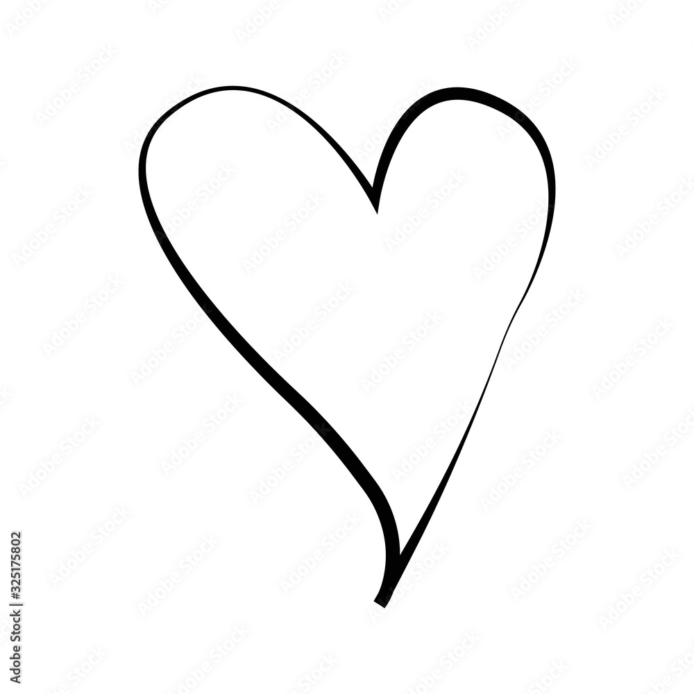 outline hand drawn heart icon.Vector heart collection. Illustration for