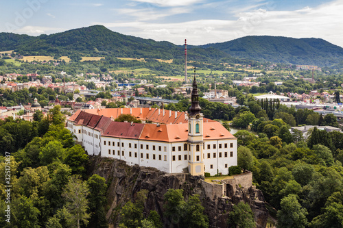 View of Decin Castle and town. Tetschen castle and city, Czech republic.
