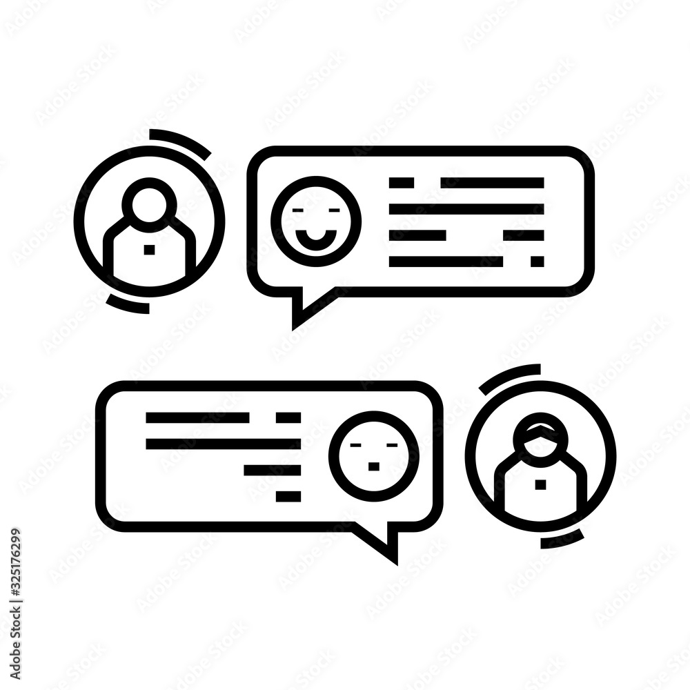 Chat messages line icon, concept sign, outline vector illustration, linear symbol. Chat messages line icon, concept sign, outline vector illustration, linear symbol.