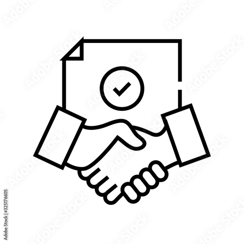 Collegues handshake line icon, concept sign, outline vector illustration, linear symbol.