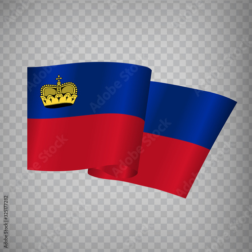 3D Realistic waving Flag of Liechtenstein on transparent background.  National Flag Principality of Lichtenstein for your web site design, app, UI. Europe. EPS10.