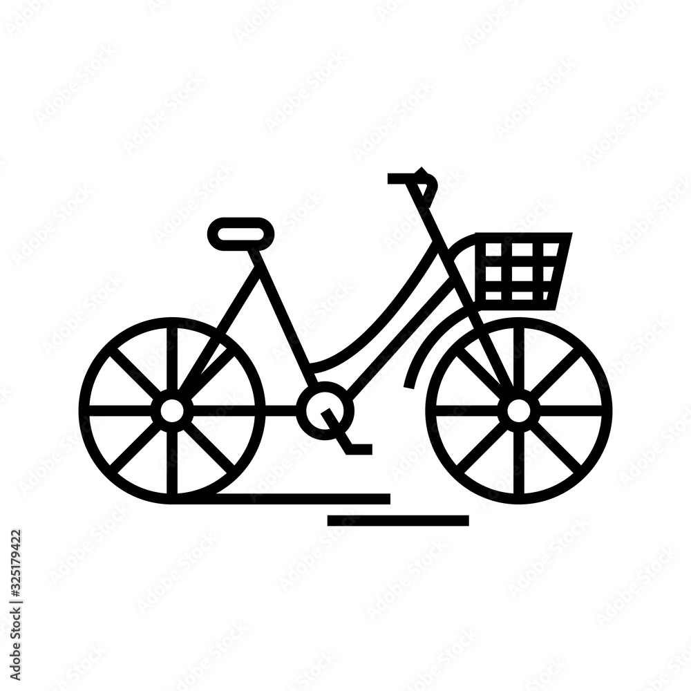 City bicycle line icon, concept sign, outline vector illustration, linear symbol.