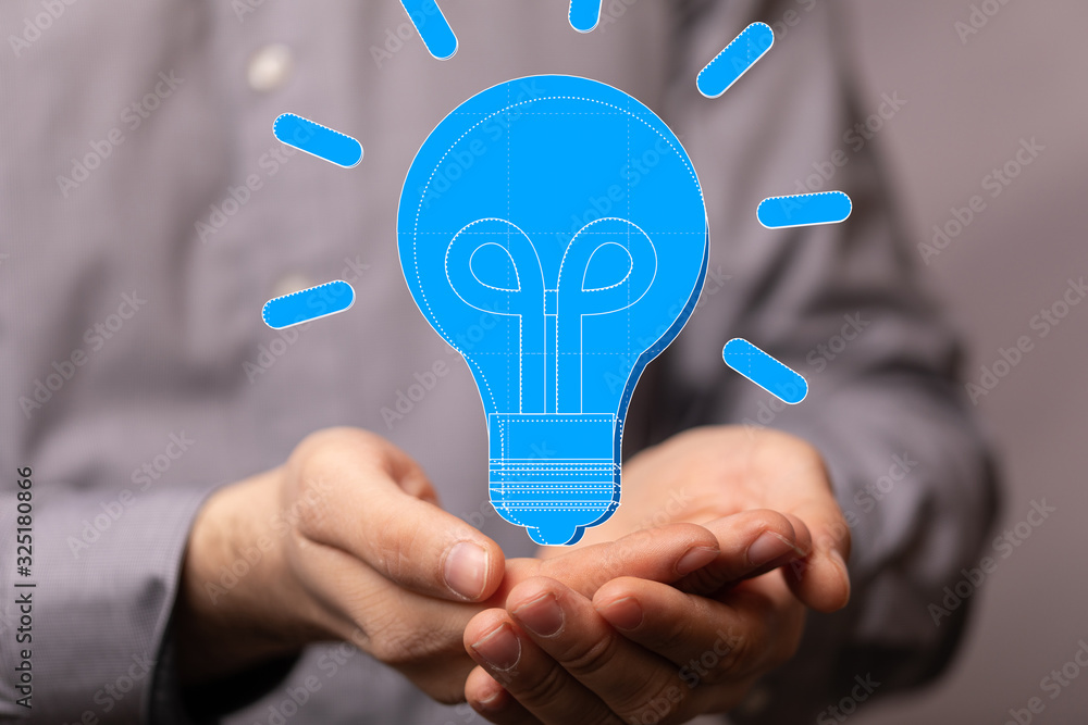 solution concept business idea lamp