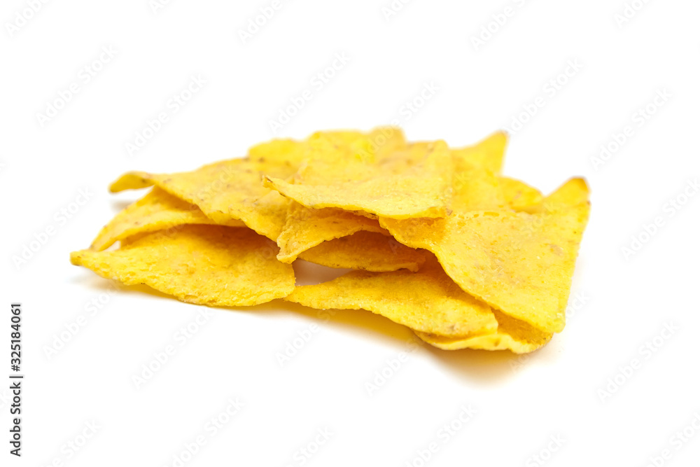 nachos, corn chips, isolated on white background nachos, corn chips, isolated on white background