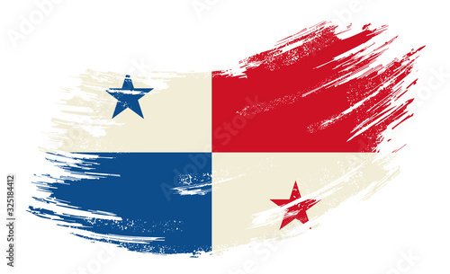 Panamian flag grunge brush background. Vector illustration.