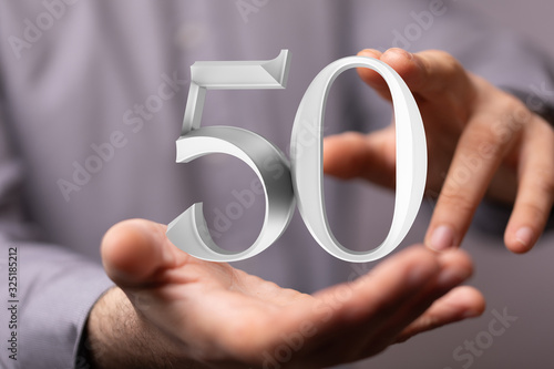 50 Anniversary 3d numbers. Poster template for Celebrating 50 anniversary event party.