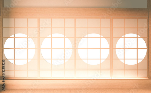 Φωτογραφία Interior mock up Japan Room Design Japanese-style and the white backdrop provides a window for editing