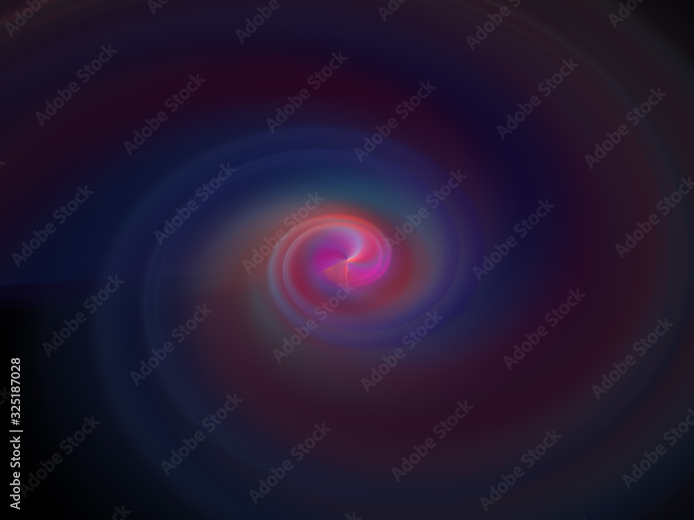 Naklejka premium Soft Pink Glowing Spiral Fractal Background Image, Illustration - Vortex repeating spiral patterns, Symmetrical repeating geometric patterns. Abstract design, black background