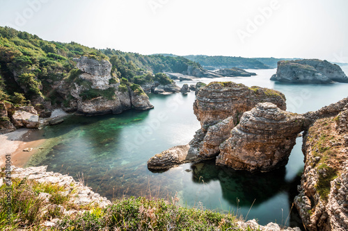 The rocky coast of Bagirganli village of Kandira district. photo