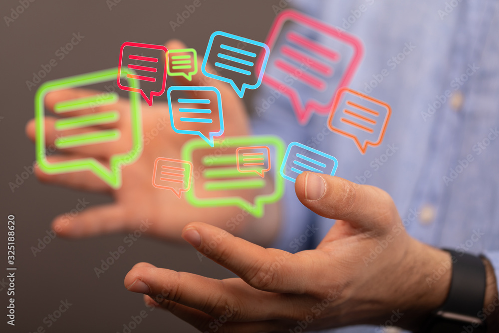 Empty speech bubble hands feedback communication.. Empty speech bubble hands feedback communication..