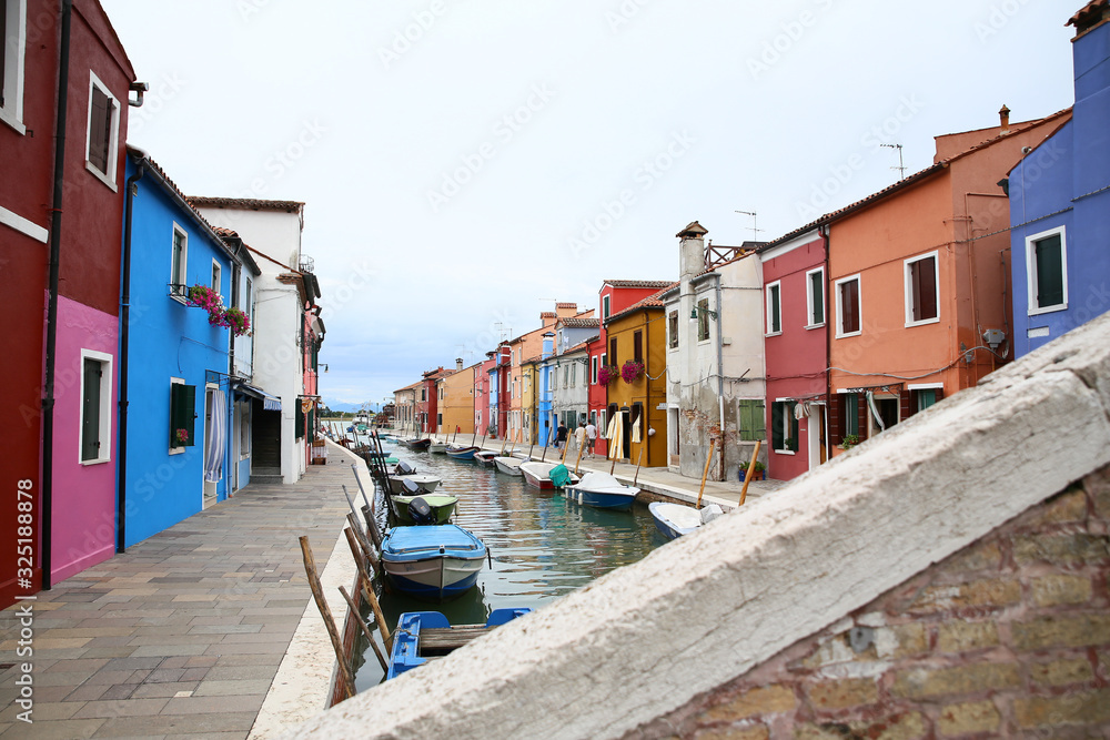 Colorful Burano island in Venice lagoon