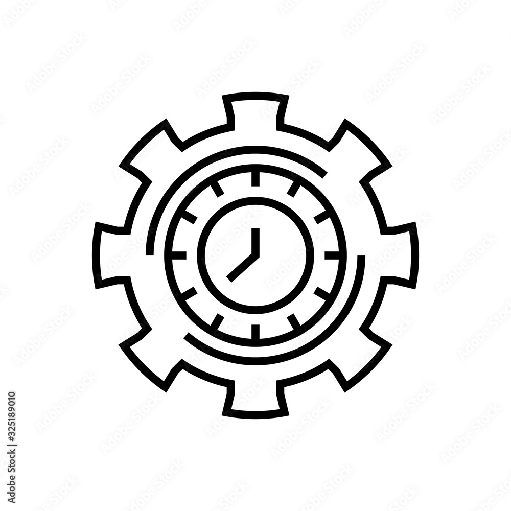 Clock settings line icon, concept sign, outline vector illustration, linear symbol. Clock settings line icon, concept sign, outline vector illustration, linear symbol.