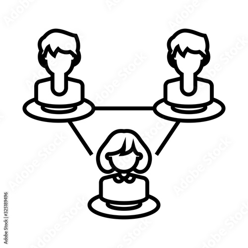 Collaboration process line icon, concept sign, outline vector illustration, linear symbol.