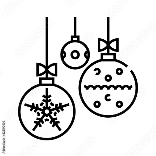 Christmas balls line icon, concept sign, outline vector illustration, linear symbol.