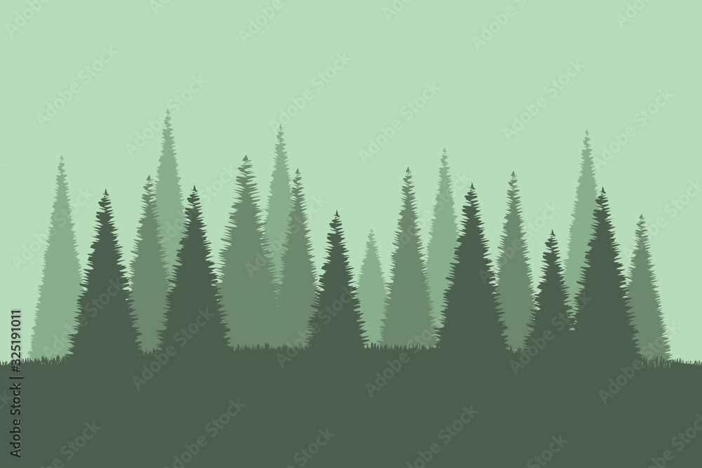 Fototapeta premium forest camp landscape adventure green outdoor vector