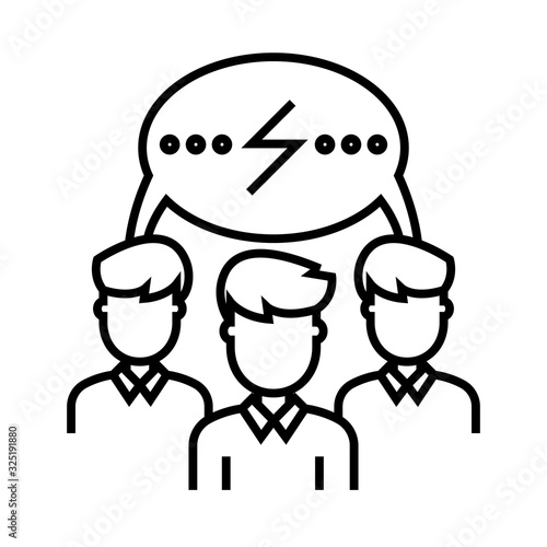 Collegues brainstorm line icon, concept sign, outline vector illustration, linear symbol.