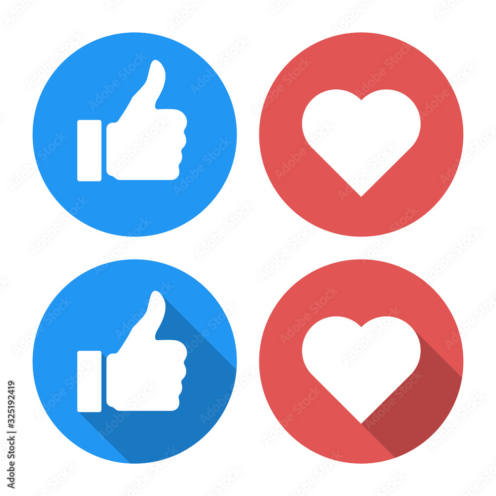 thumb up heart like isolated icons vector thumb up heart like isolated icons vector
