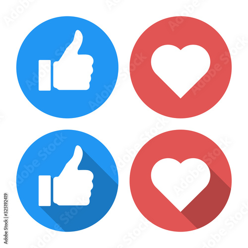 thumb up heart like isolated icons vector