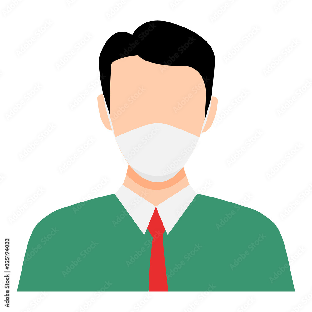 People wearing face masks, air pollution, contaminated air, world pollution. Modern flat vector illustration. Coronavirus concept isolated on white People wearing face masks, air pollution, contaminated air, world pollution. Modern flat vector illustration. Coronavirus concept isolated on white
